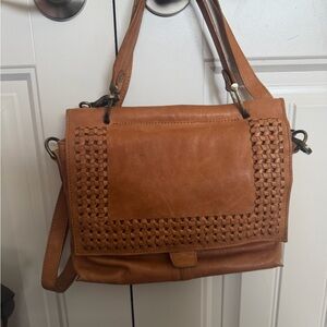 Nino BOSSI Alexis Satchel Woven Tan Shoulder Bag